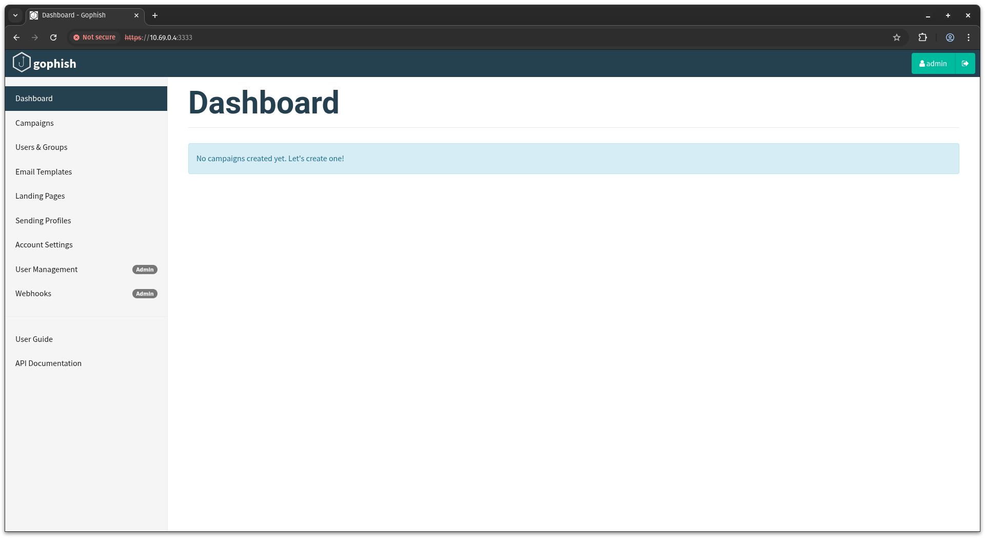GoPhish Dashboard